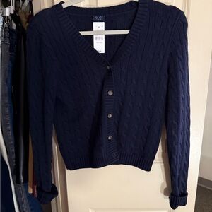 NWT Brandy Melville John Galt Navy Blue Cable Knit Cardigan Sweater